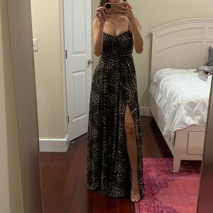 H&M printed brown chiffon gown - NWT